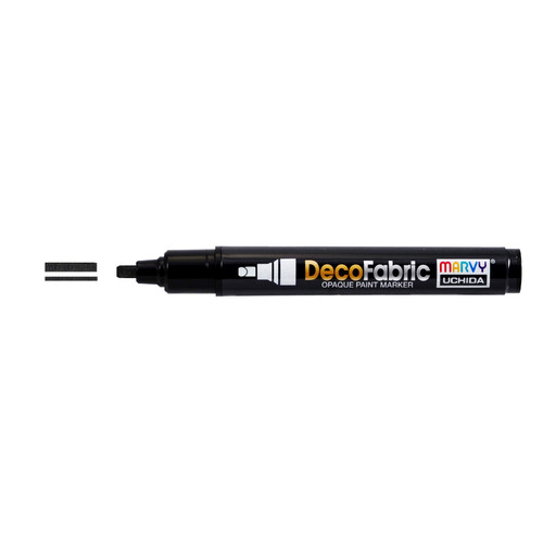 6 Pack Uchida DecoFabric Opaque Paint Marker Chisel Tip-Black 5A00219T-1G43W