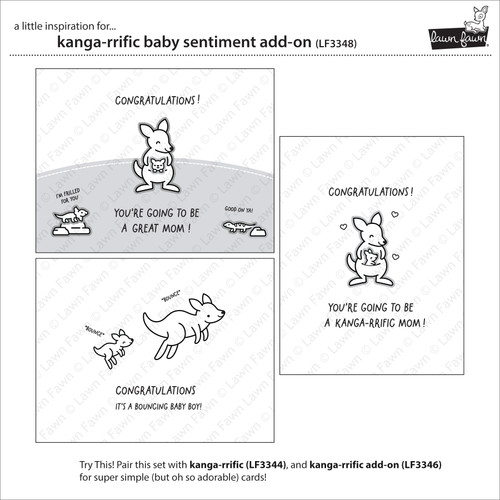 3 Pack Lawn Fawn Clear Stamps 3"X2"-Kanga-rrific Baby Sentiment Add-On 5A0021LM-1G4HQ