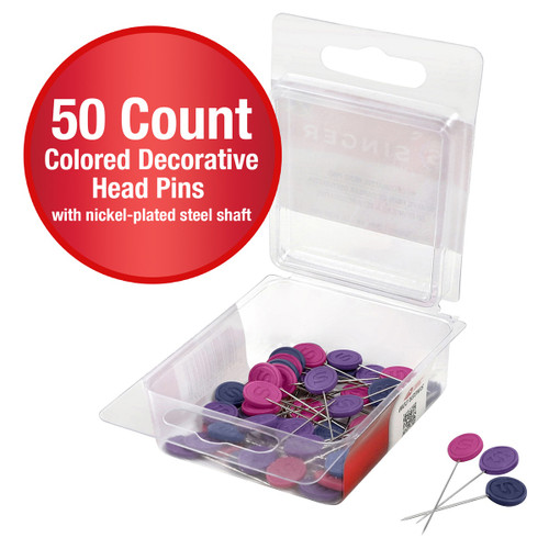 3 Pack - SINGER Decorative Head Straight Pins -50/Pkg - 5A0021QW-1G4N9