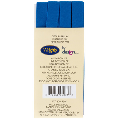 3 Pack - Wrights Double Fold Bias Tape .5"X3yd-Lapis - 117-206-550