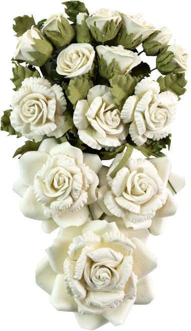 3 Pack - Little Birdie Annis Paper Flowers 21/Pkg-Ivory Pearl - CR92208