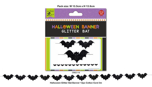 3 Pack Little Birdie Halloween Banner-Glitter Bat 5A00218T-1G41C - 726465506566