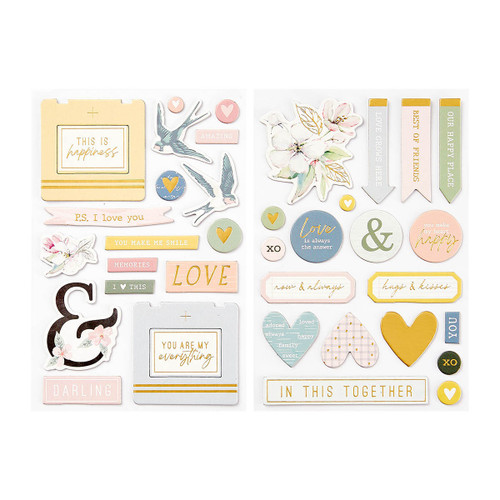 3 Pack - Spellbinders Chipboard Embellishments From Rosie's Studio-Heartfelt - 5A0021S2-1G4P6 - 9420041682361