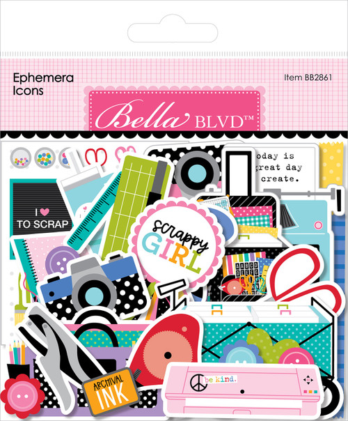 2 Pack Bella Blvd Cardstock Ephemera-Icons, Let's Scrapbook! 5A0021T4-1G4RT - 819812016099
