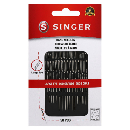 3 Pack SINGER Large Eye Hand Needles -50/Pkg 5A0021QP-1G4N8 - 071081001330