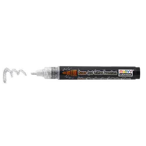 6 Pack - Uchida DecoFabric Just Glitter Premium Marker Chisel Tip-Silver - 5A00219S-1G43M