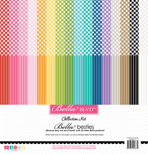 Bella Blvd Besties Collection Kit 12"X12"-Gingham & Stripes Rainbow 5A0021T2-1G4TC - 819812016631