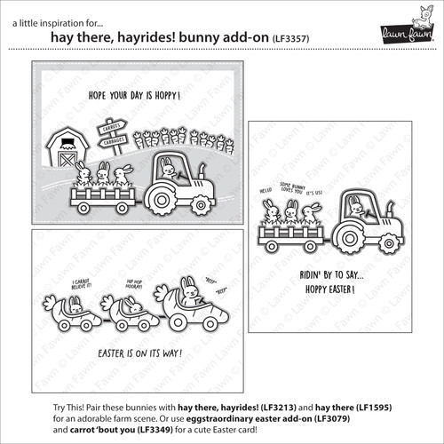 Lawn Fawn Clear Stamps 3"X2"-Hay There, Hayrides! Bunny Add-On 5A0021MY-1G4JK