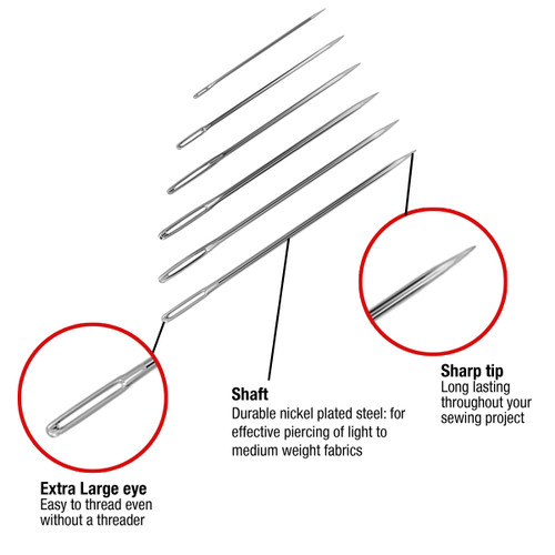 SINGER Large Eye Hand Needles -50/Pkg - 5A0021QP-1G4N8