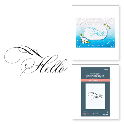 Spellbinders Press Plate By Paul Antonio-Copperplate Hello 5A0021PH-1G4LS