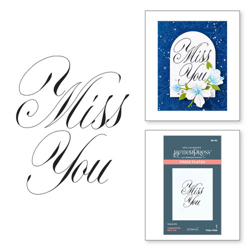 Spellbinders Press Plate By Paul Antonio-Copperplate Miss You - 5A0021PF-1G4LW Spellbinders Press Plate By Paul Antonio-Copperplate Miss You - 5A0021PF-1G4LW