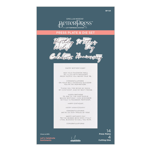 Spellbinders Press Plate & Die Set By Yana Smakula-Let's Celebrate Sentiments - 5A0021PY-1G4LY - 810146541738