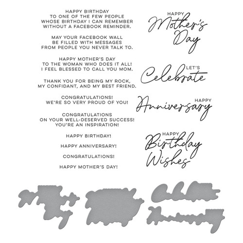 Spellbinders Press Plate & Die Set By Yana Smakula-Let's Celebrate Sentiments - 5A0021PY-1G4LY