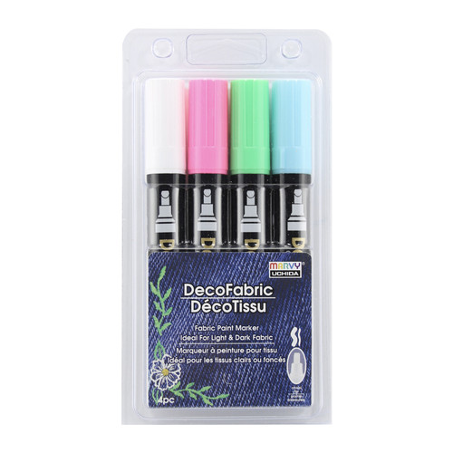 Uchida DecoFabric Opaque Paint Marker Chisel Tip 4/Pkg-Fluorescent Colors - 5A00219X-1G43G - 028617266060