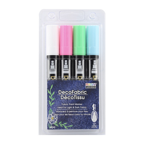 Uchida DecoFabric Opaque Paint Marker Chisel Tip 4/Pkg-Fluorescent Colors 5A00219X-1G43G - 028617266060