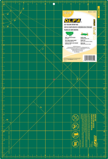 OLFA Double-Sided Self-Healing Rotary Mat 12"X18"-Green 1160024 - 091511230642