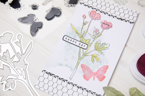 Sizzix Framelits Die & A5 Stamp Set By 49 & Market 8/Pkg-Painted Stencil Botanical 666635