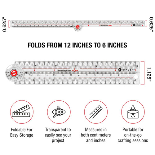 SINGER Precision Measuring Folding Ruler -12" - 5A0021QL-1G4N0 SINGER Precision Measuring Folding Ruler -12" - 5A0021QL-1G4N0