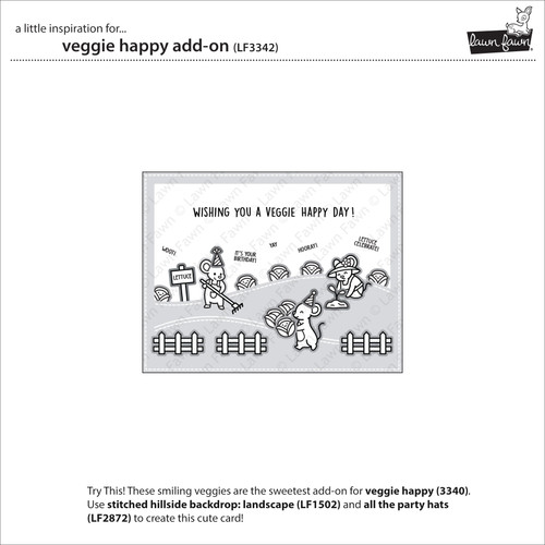 Lawn Fawn Clear Stamps 3"X2"-Veggie Happy Add-On 5A0021LC-1G4HR