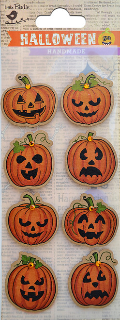 Little Birdie Halloween Elements 8/Pkg-Kraft Printed Pumpkin 5A00218F-1G41R - 726465506924