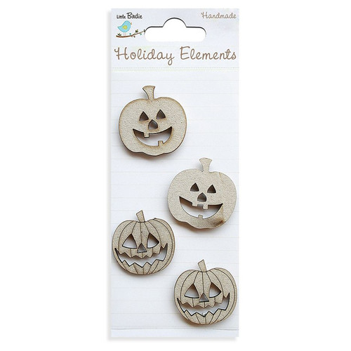 Little Birdie Halloween Chipboard 4/Pkg-Spooky Pumpkins 5A002182-1G42R - 726465506771