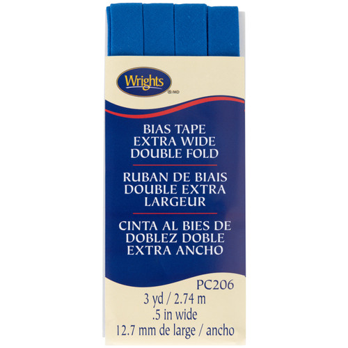 Wrights Double Fold Bias Tape .5"X3yd-Lapis - 117-206-550 - 070659999710