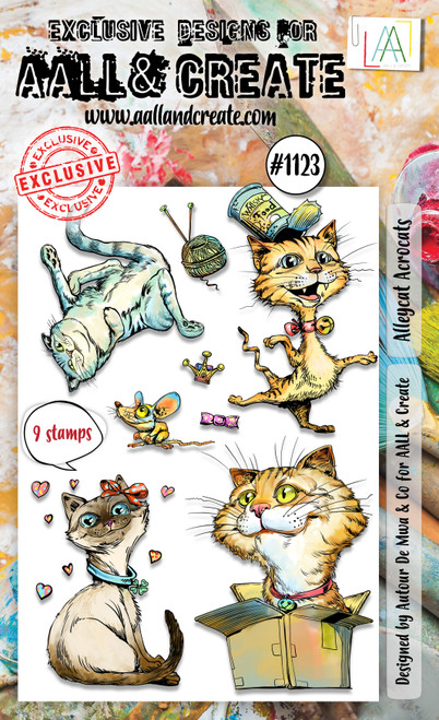 AALL And Create A6 Photopolymer Clear Stamp Set-Alleycat Acrocats 5A0020T8-1G3KD - 5060979165525