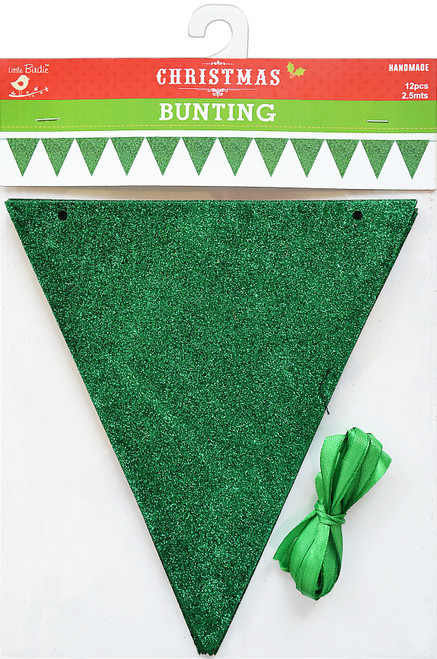 3 Pack Little Birdie Christmas Triangle Banner-Green Glitter 5A0021CK-1G45T - 8903236553680