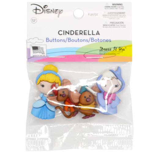 3 Pack - Dress It Up Licensed Embellishments-Disney Cinderella - DIULBTN-1G5KX - 787117572599