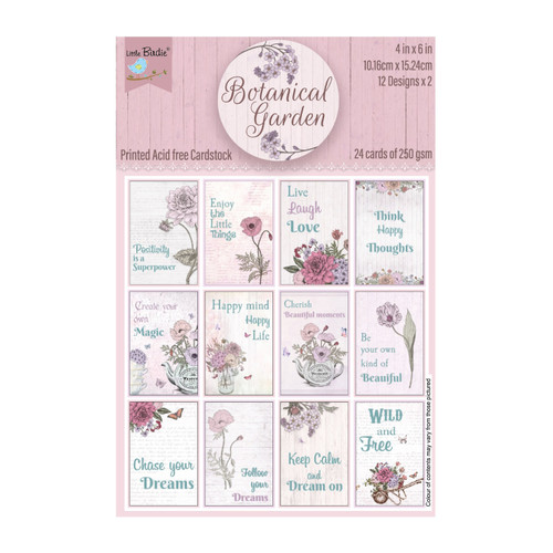 6 Pack Little Birdie Journaling Cards 4"X6" 24/Pkg-Botanical Garden CR87145 - 8903236695373