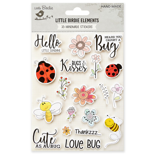6 Pack - Little Birdie Watercolor Embellishment 20/Pkg-Flowers and Bugs - CR70277 - 8903236521221