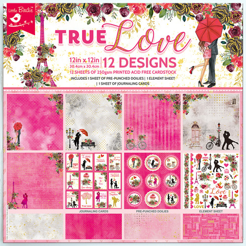 2 Pack Little Birdie True Love Cardstock Pack 12"X12" 12/Pkg-True Love CR83999 - 8903236662931