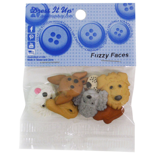 6 Pack Dress It Up Embellishments-Fuzzy Faces DIUBTN-4825 - 787117531251