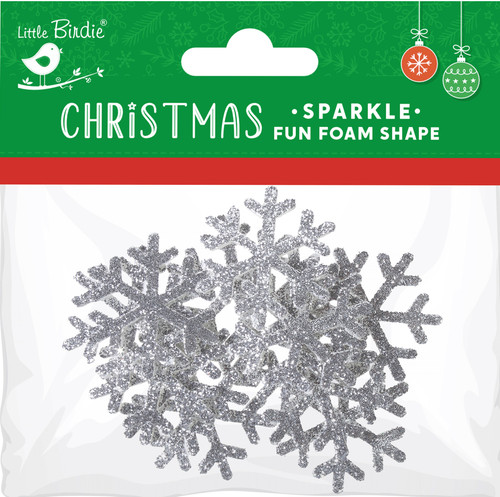 6 Pack Little Birdie Christmas Self Adhesive Foam Shape 12/Pkg-Snowflake; Silver 5A0021BY-1G46X - 726465507297