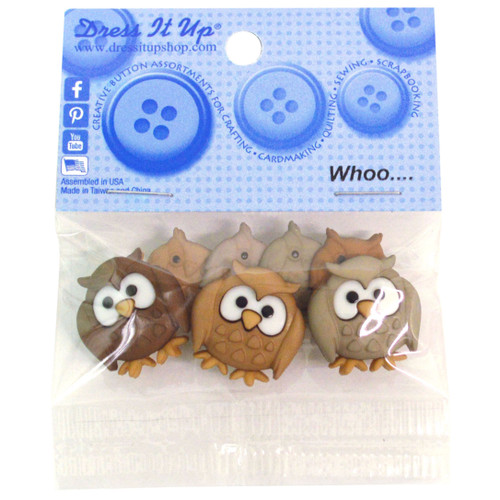 6 Pack - Dress It Up Embellishments-Whoo... - DIUBTN-5817 - 787117541175