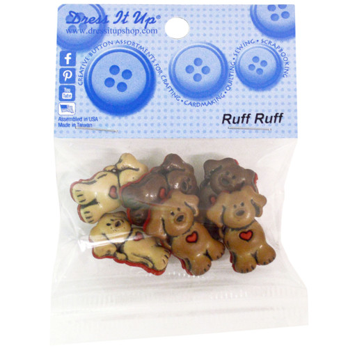 6 Pack Dress It Up Embellishments-Ruff Ruff DIUBTN3-10287 - 787117585872