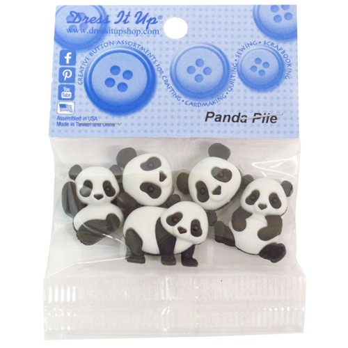 6 Pack Dress It Up Embellishments-Panda Pile DIUBTN3-10421 - 787117587210