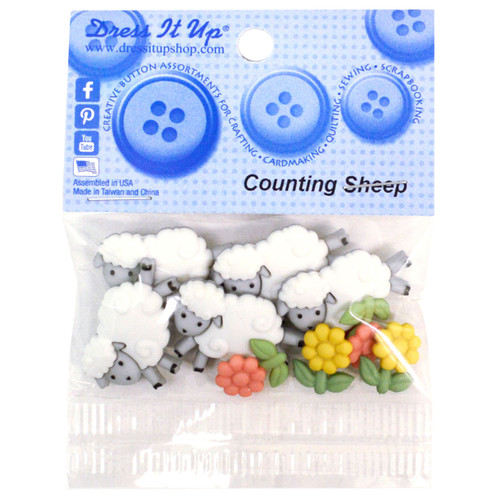 6 Pack - Dress It Up Embellishments-Counting Sheep - DIUBTN-5798 - 787117540987