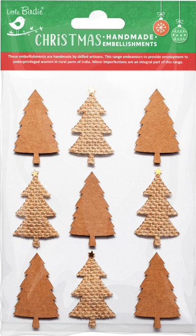 6 Pack Little Birdie Handmade Christmas Embellishments 9/Pkg-Earthy Tree 5A0021F0-1G44D - 726465507129