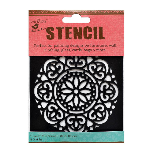6 Pack - Little Birdie Reusable Stencil 4"X4"-Mandala Extravaganza - RUSNTL4-83418 - 8903236657111
