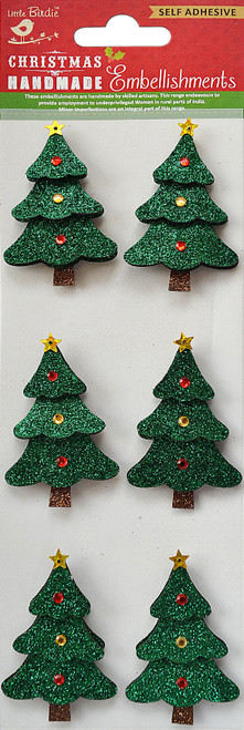 6 Pack Little Birdie Christmas Sticker Embellishments 6/Pkg-Jewel Tree 5A0021FN-1G44K - 8903236582000