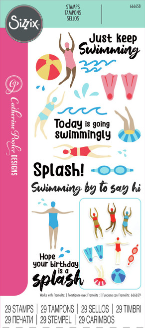 Sizzix Clear Stamps Set By Catherine Pooler 29/Pkg-Synchronized Swimmers - 666658 - 630454289418