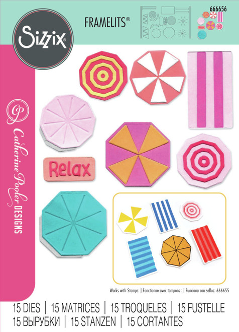 Sizzix Thinlits Die Set By Catherine Pooler 15/Pkg-Beach Blankets & Brellas #2 - 666656 - 630454289395