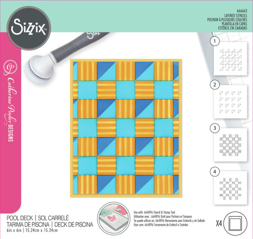 Sizzix Layered Stencils By Catherine Pooler 4/Pkg-Pool Deck - 666663 - 630454289463