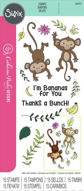 Sizzix Clear Stamps Set By Catherine Pooler 15/Pkg-Going Bananas - 666653 - 630454289364