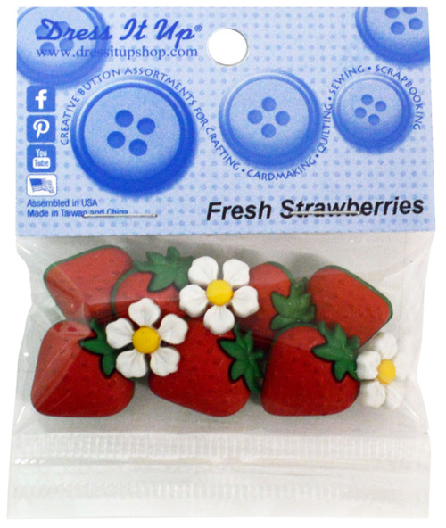 Dress It Up Embellishments-Fresh Strawberries - DIUBTN-9389 - 787117576894