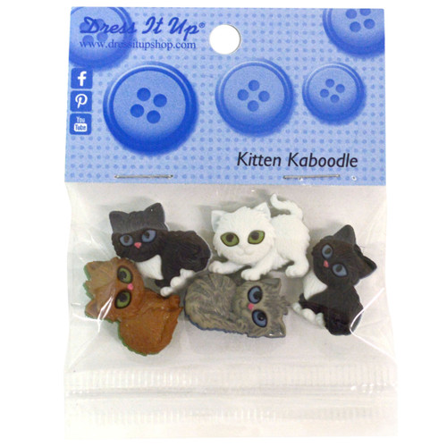 6 Pack Dress It Up Embellishments-Kitten Kaboodle DIUBTN-6971 - 787117552713
