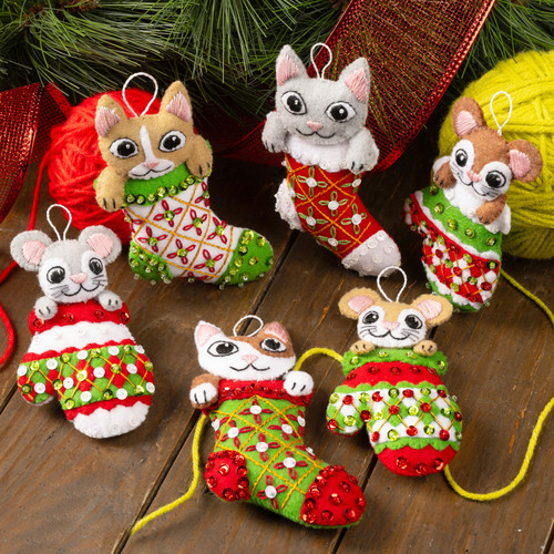 Bucilla Felt Ornaments Applique Kit Set Of 6-Paws & Whiskers 5A0021SJ-1G4P9