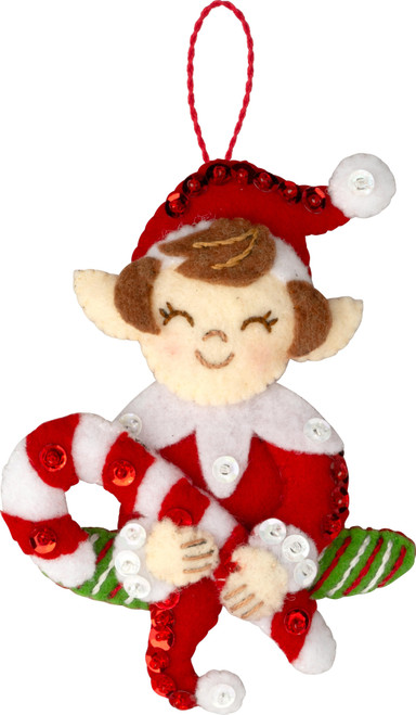 Bucilla Felt Ornaments Applique Kit Set Of 4-Merry Elves 5A0021SM-1G4PC - 046109896878