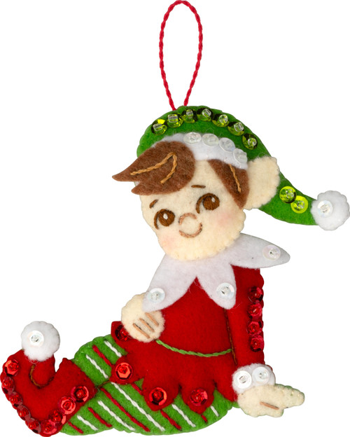 Bucilla Felt Ornaments Applique Kit Set Of 4-Merry Elves 5A0021SM-1G4PC